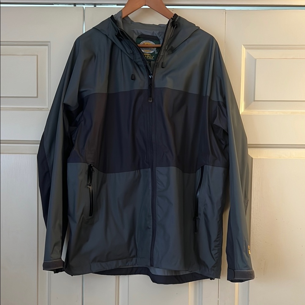 Gray Raincoat with Half-Zip and Standing Collar